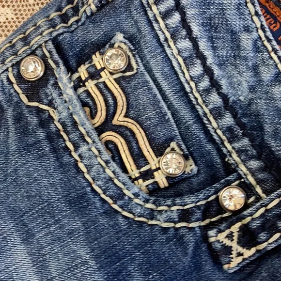 Rock Revival DENISA Straight Leg Denim Jeans SZ 29 NEW THICK WHITE STITCHING